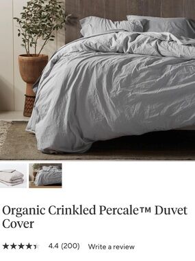Coyuchi Organic Crinkled Percale Duvet Cover
